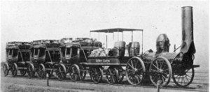 The DeWitt Clinton of 1831:  This complete train was reproduced from the original detailed drawings for display in 1893 at the Chicago World
