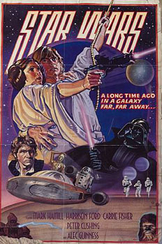 Detail of D-style one-sheet for Star Wars, 20th Century Fox, 1977. Art by Drew Struzan. 