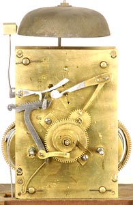 A tall case clock movement by William Cummens, Roxbury, Mass, circa 1810.