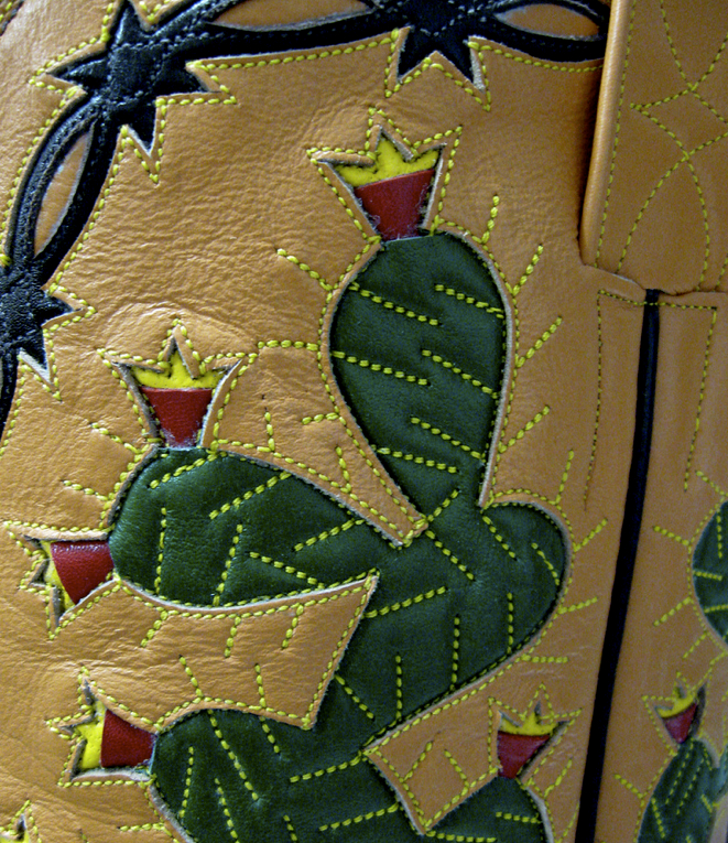 Tex Robin is famous for its stitching, especially of cactus and barbed wire. Tex Robin is famous for its stitching, especially of cactus and barbed wire.
