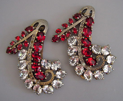 A matched set of dress clips, such as this one from about 1940, is difficult to find.