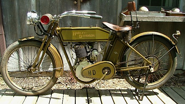 This 1913 Harley-Davidson lives in Mike's living room.