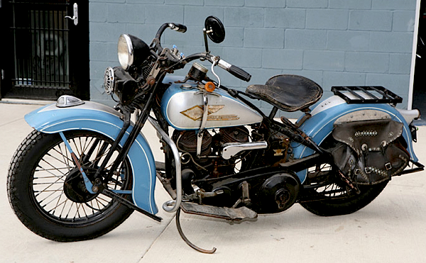 Mike's favorite bike, or at least the one he rides most often, is his 1934 Harley-Davidson VL.