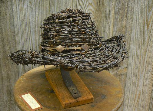 The Devil's Rope Museum includes barbed wire art, such as this cowboy hat. Photo by Bernie0405.