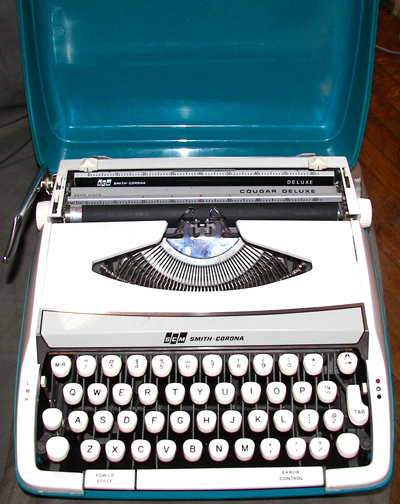 The sleek white typewriter comes in a bright teal case that’s stylish enough to catch Don Draper’s eye.