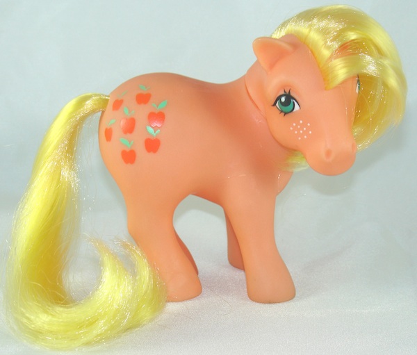 Applejack, shown in her first-generation incarnation, is the only original My Little Pony to become a main character in "Friendship Is Magic." Image via Summer Hayes.