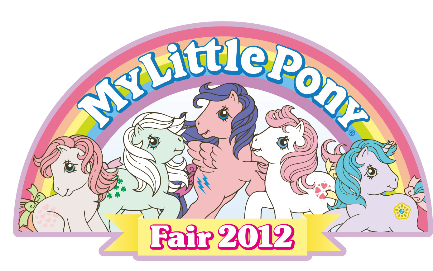 The logo for the 2012 My Little Pony Fair recalls vintage '80s advertising.