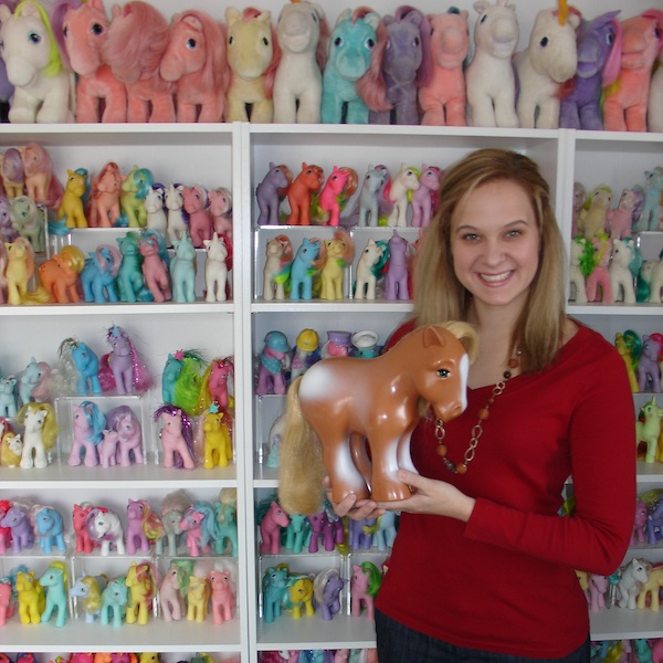 Summer Hayes holds My Pretty Pony, the 1981 predecessor to My Little Pony, in her Pony Room.