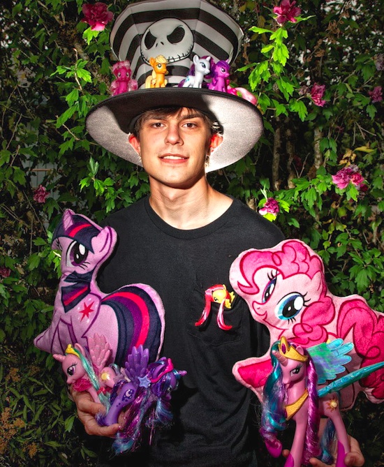 A Portland-area brony flaunts his collection of the current, fourth generation of My Little Pony. Image by Thomas Boyd/The Oregonian