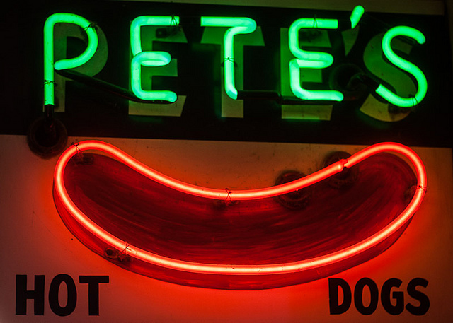 Hively found this sign at Pete's Hot Dog Stand traveling in Newburgh, New York. Photo by Hively.