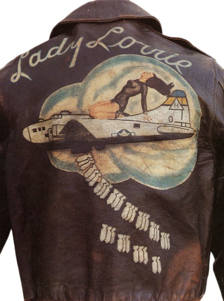 The B-17 known as "Lady Lorrie," from the 306th Bomb Group, flew 35 missions, according to this jacket. The original owner is unknown. Via Manion's International Auction House.