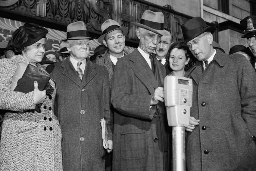 Residents watch with excitement and trepidation as the first meters are inaugurated in Washington, DC, in 1938. Photo courtesy Roth Hall.