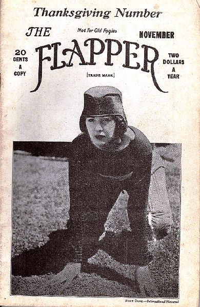 The Flapper Magazine, which began publishing in 1922, used the tag line, "Not for Old Fogies." This issue brazenly depicts a woman playing football, a manly activity.