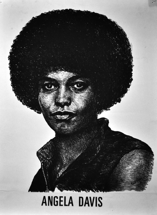 A drawing of Angela Davis staring straight at the viewer