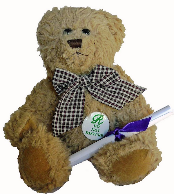 Fans of Rufus the Do Not Disturb teddy bear from Rufflets Country House Hotel in St. Andrews, Scotland, saved him from extinction. (Courtesy of Edoardo Flores)