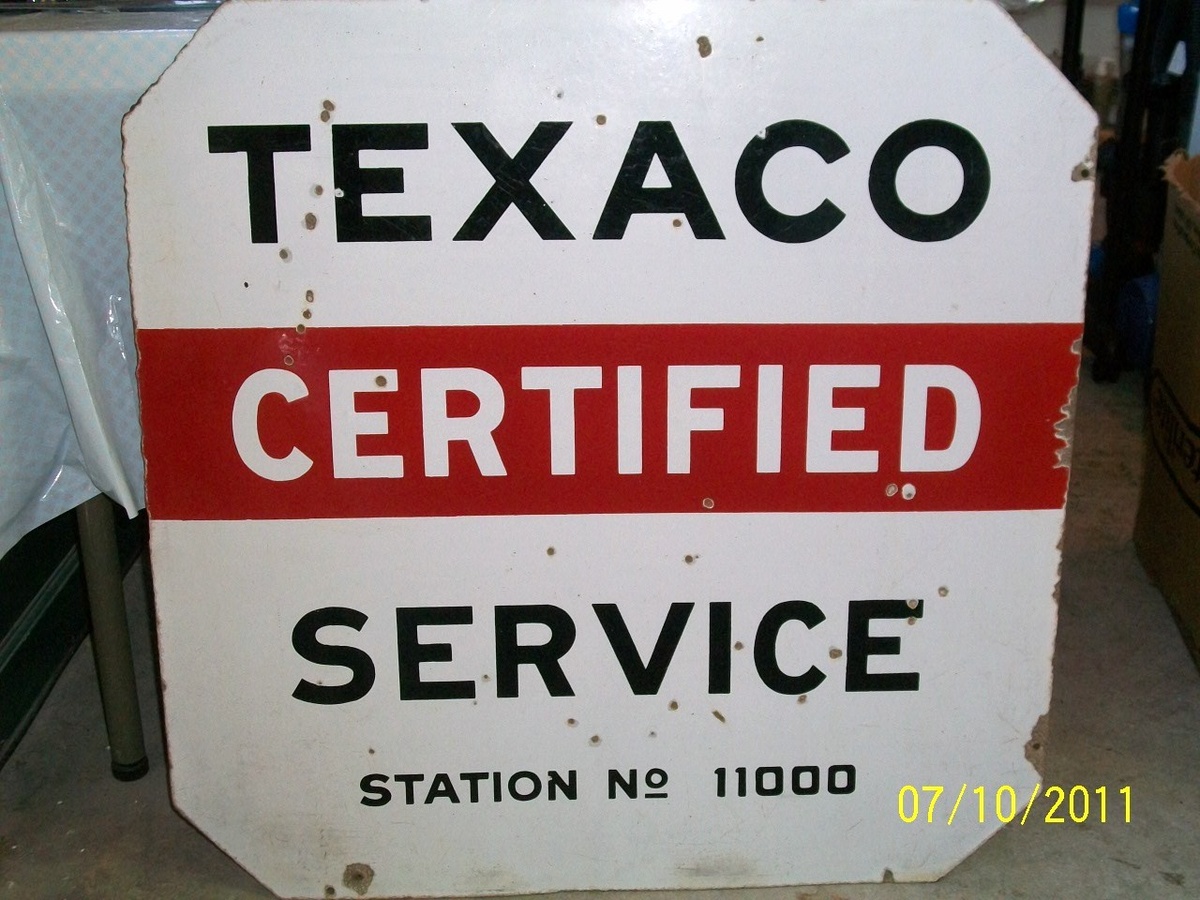 Double Sided Porcelain Texaco