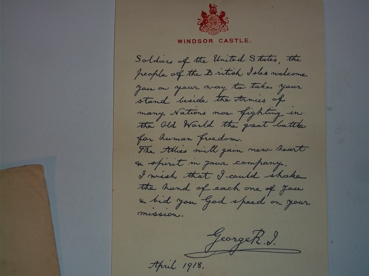 WW1  LETTER FROM KING GEORGE V. - Military and Wartime