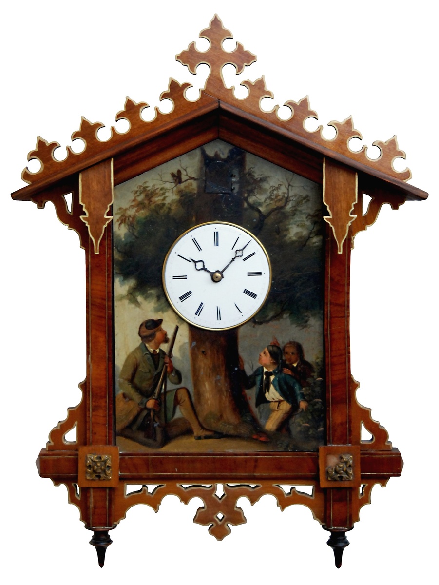 Bahnhäusle Cuckoo clock with oil painting C.1860