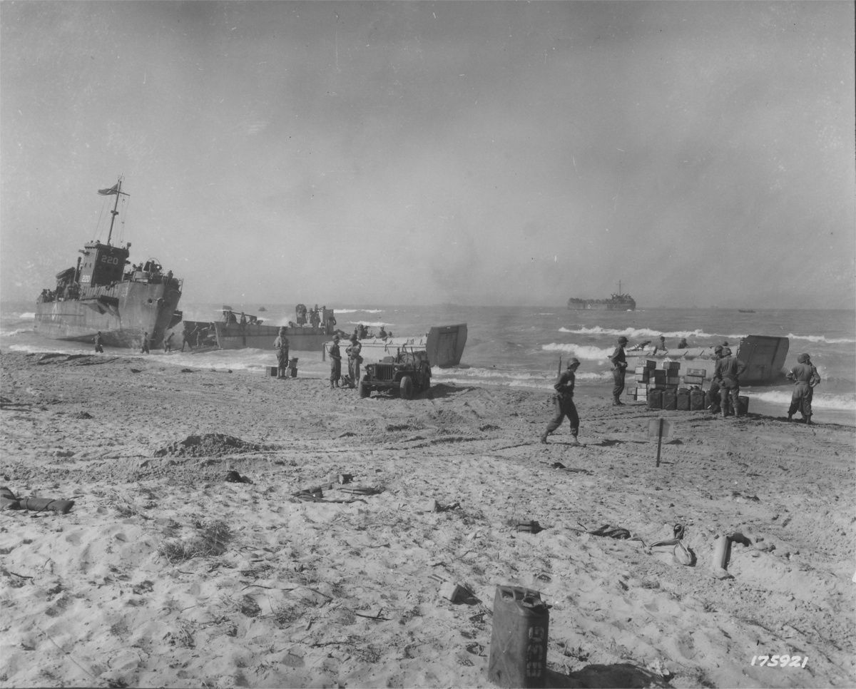 LCI 220 Broached at Gela during Sicily Invasion
