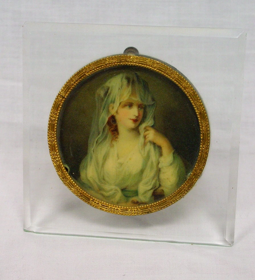 Miniature Portrait framed in Brass and Glass - Germany
