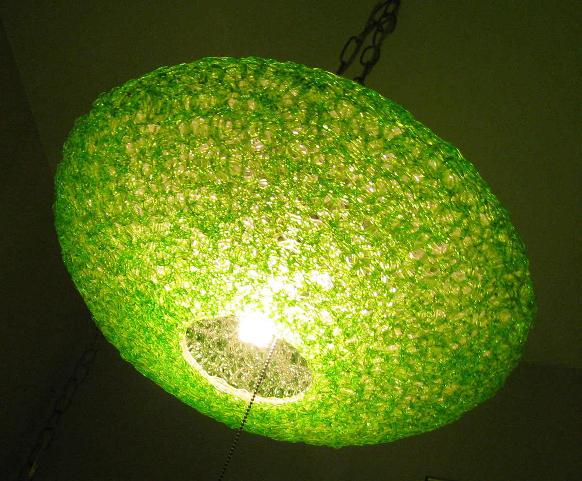 50's Flying Saucer Spaghetti Light/Lamp LIME GREEN