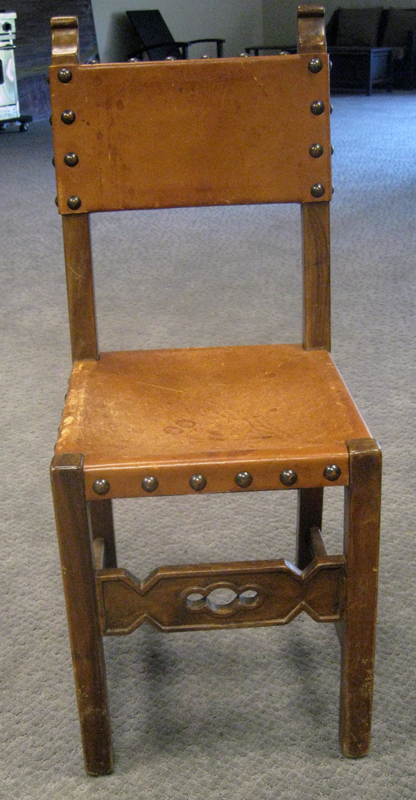 Spanish style leather and wood chair