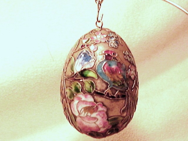 enamalled egg peacock desaing 4 inches tall - Animals