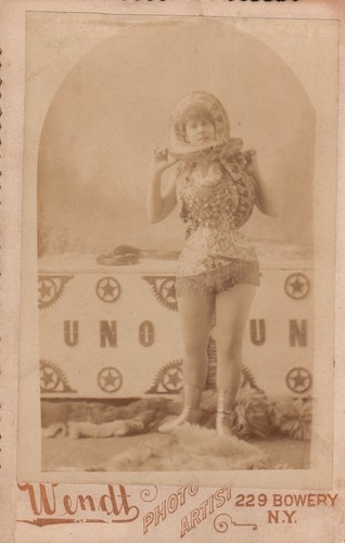 Cabinet Card by Frank Wendt Sideshow Performer with Snake 