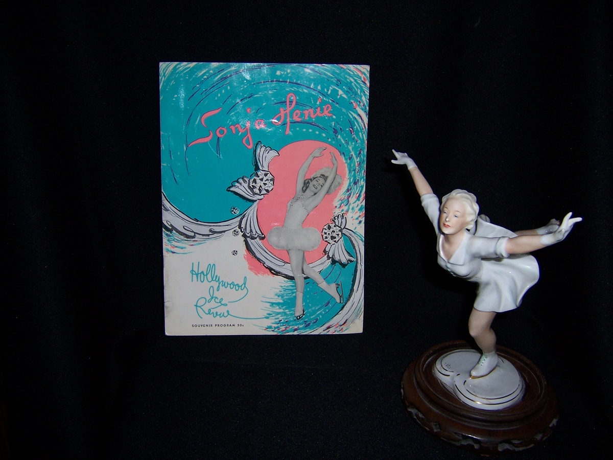 Sonja Henie Skating Porcelain Figurine and Original Autographed Souvenir Program