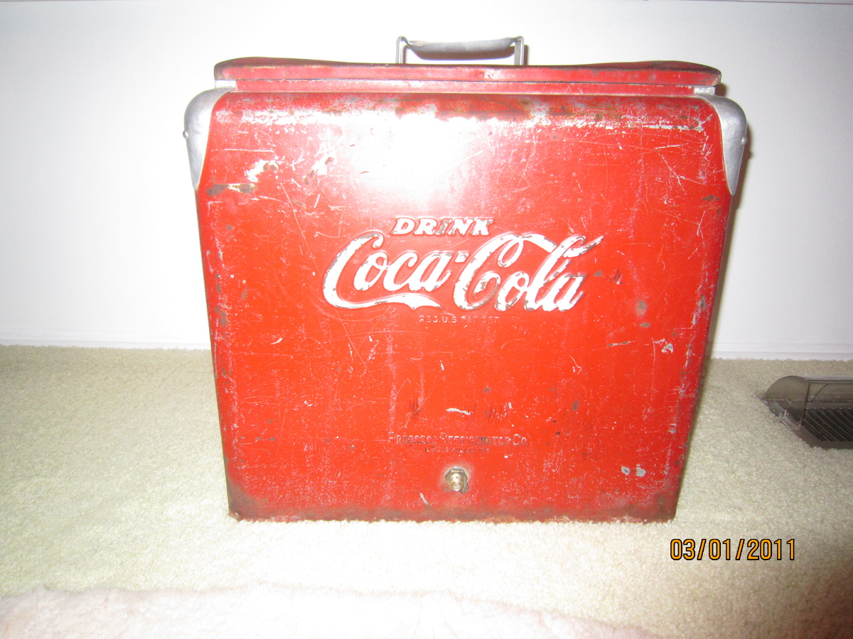 Original 1950's Steel Coca-Cola Cooler Progress Refrigerator Co Lousiville KY Reg US Pat Off