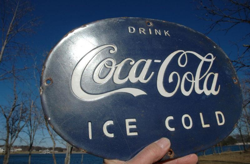 #5 Well made Coca-cola blue porcelain sign