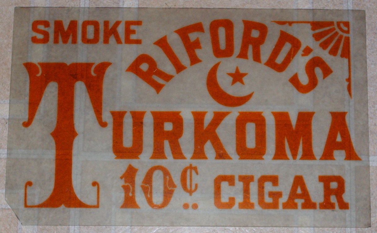 Rare Riford's Cigar Glass Sign 