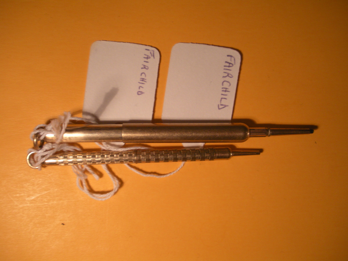 Two Victorian 1800s mechanical FAIRCHILD Magic PENCIL and Twister ... Gold  - Office