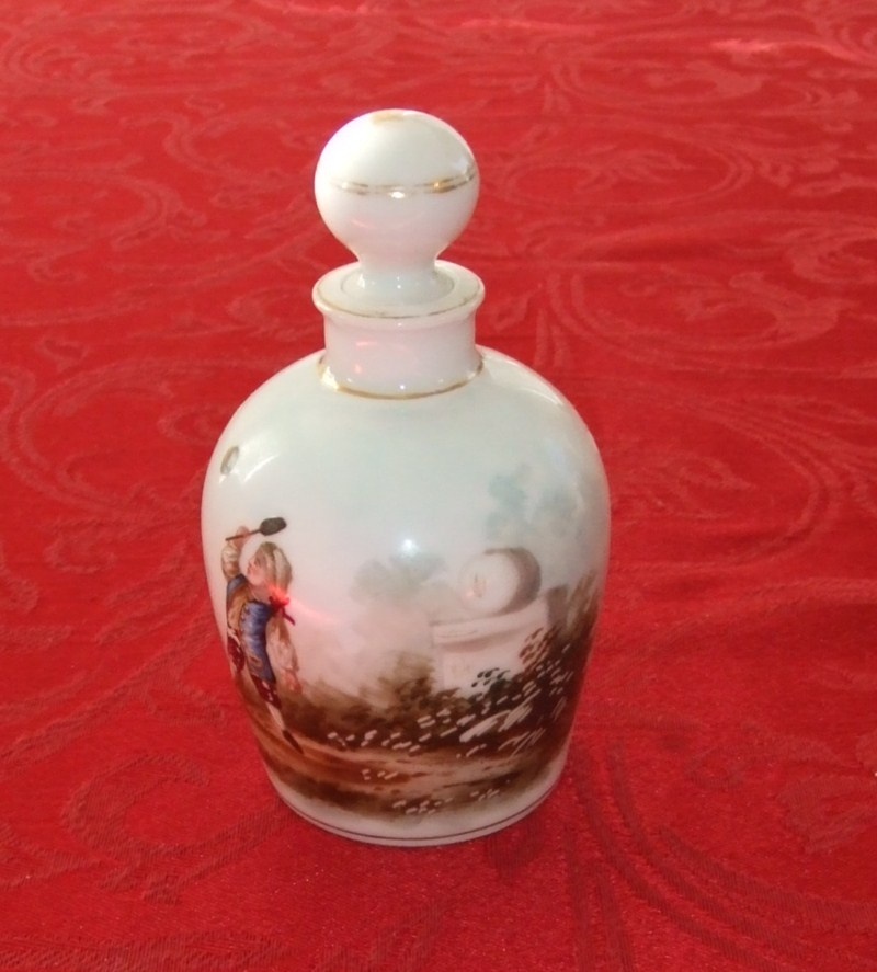 Perfume with handpainted 18th century tennis scene