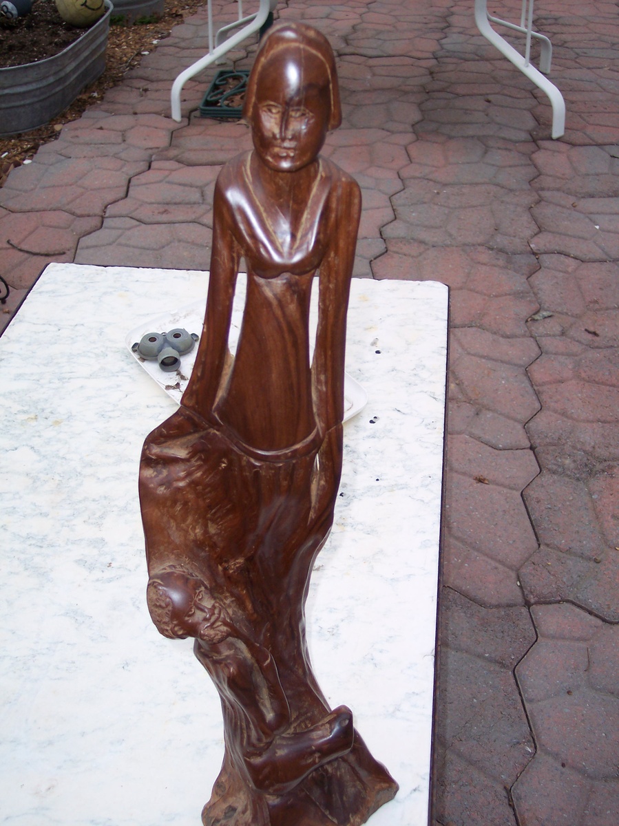 FOLK ART HAND CARVED MAN & WOMAN