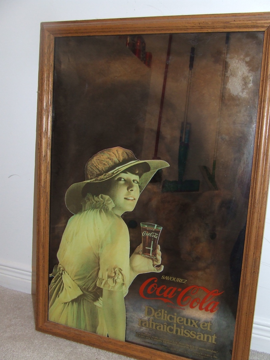 Antique frames from Europe, antique coca0cola mirrors and cooler