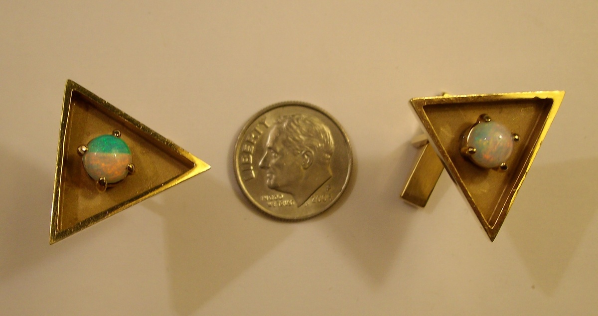 Vintage 14k Gold Fire Opal Cufflinks
