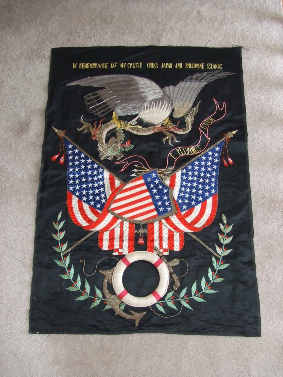 Oriental Souvenir embroidery with Flags and Dragon USN