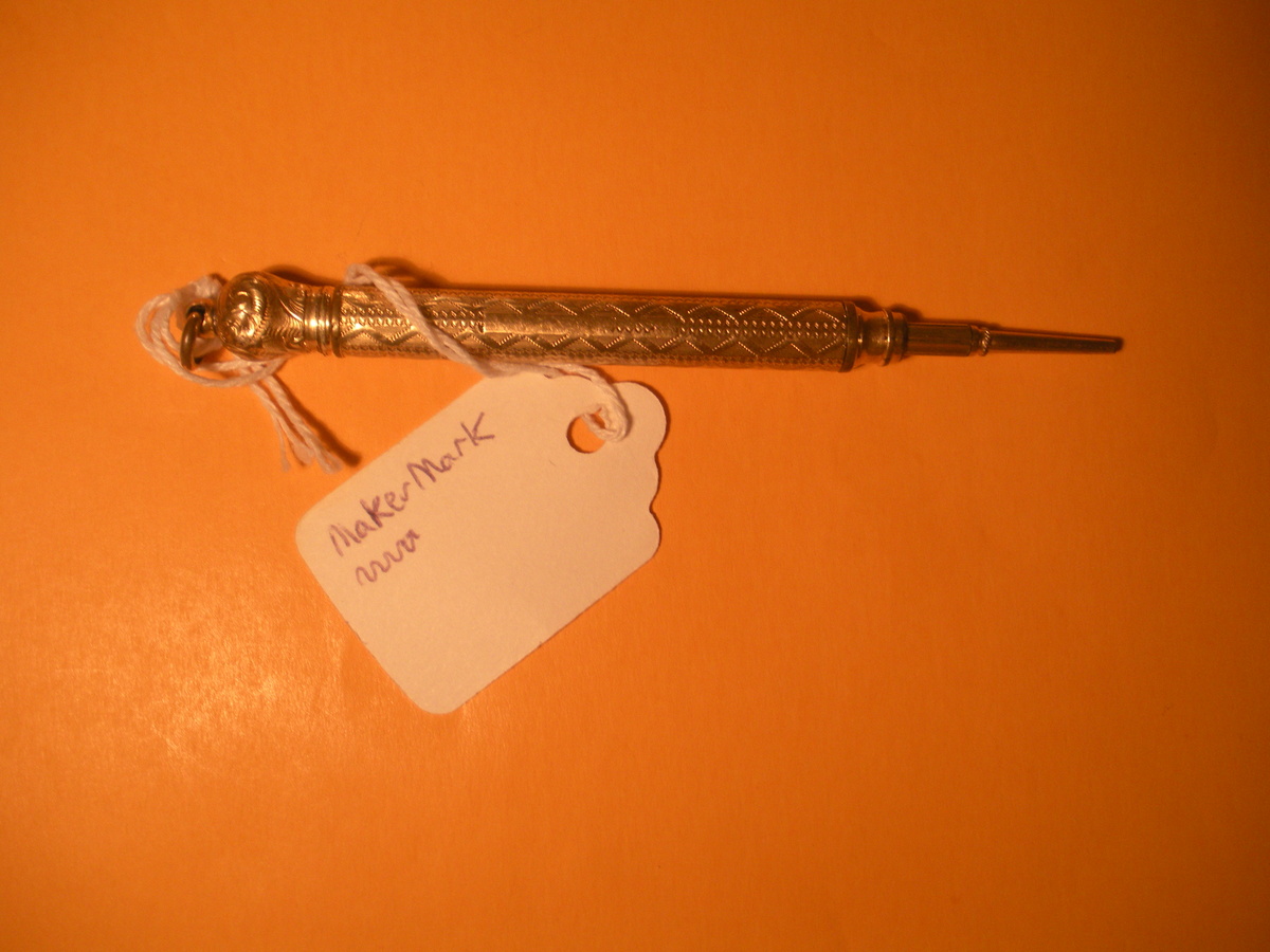 VICTORIAN 1800's Propelling Pencil ... Gold ... I have not yet identified the mark. - Office