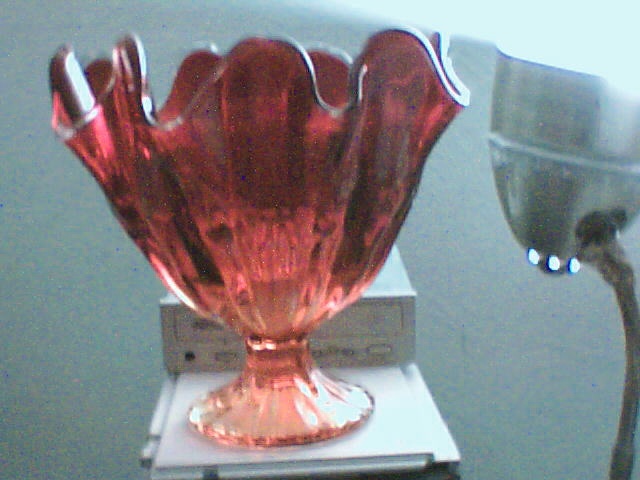 blown red glass vase - Art Glass