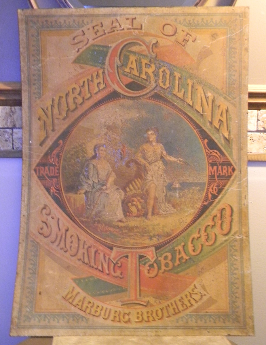 Old tin North Carolina Smoking Tobacco sign