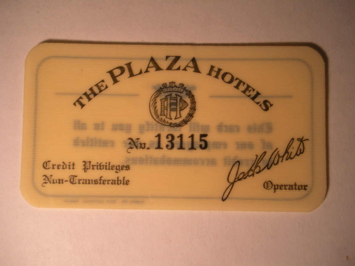 Celluloid ID Credit Card for the Plaza Hotels ... this is an early day credit