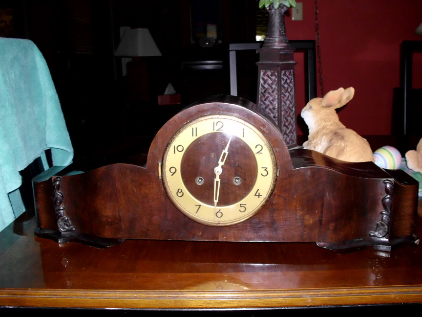 Schlenker & Kienzle Long Wooden Art Deco Clock with Counter Weighted Pendulum (waagependel)
