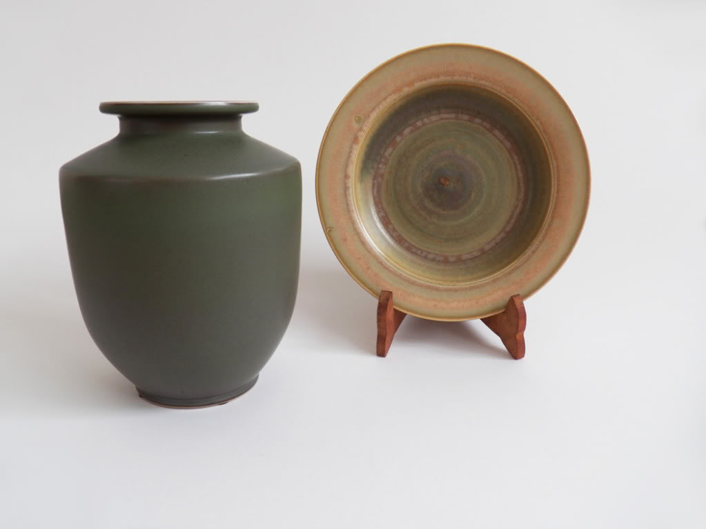 Unique Gunnar Nylund Bing Grondahl Denmark Vase & Dish 1930's - Art Pottery