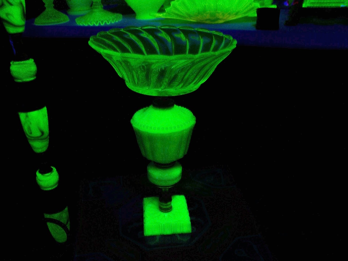 Custard and Uranium Glass Compote