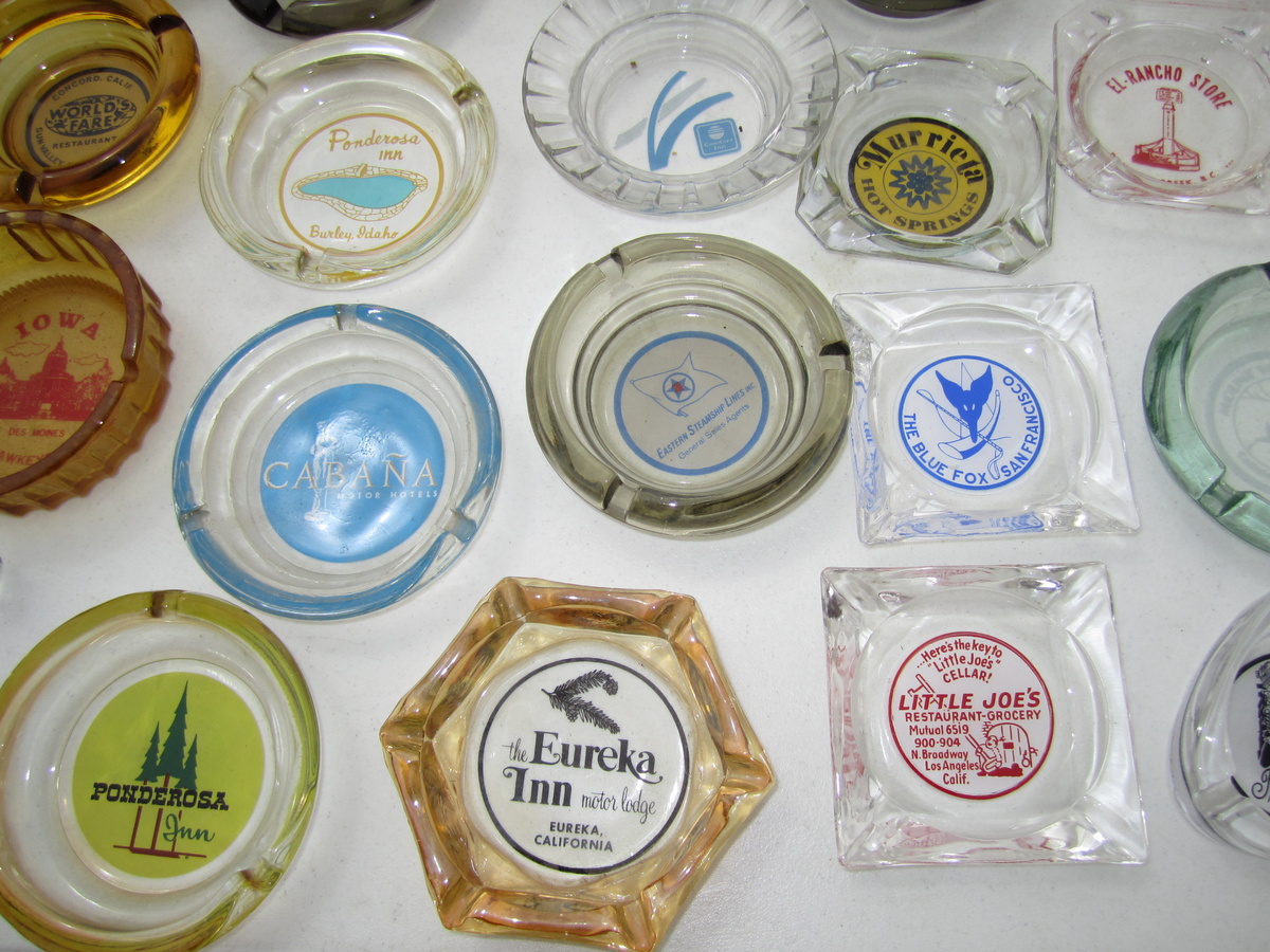 California and Western Glass Advertising Ashtrays at Alameda - Tobacciana