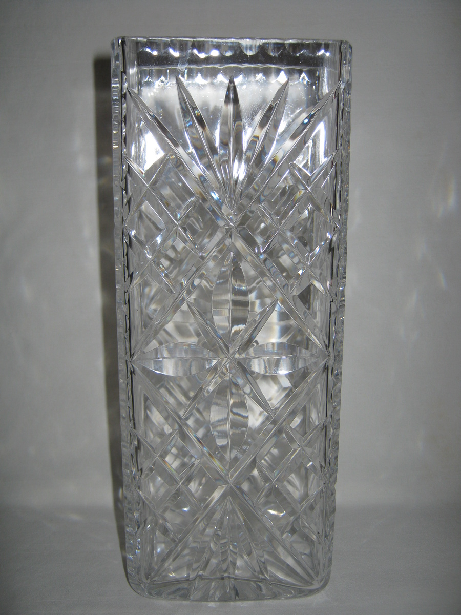 Brilliant Cut Glass square antique vase
