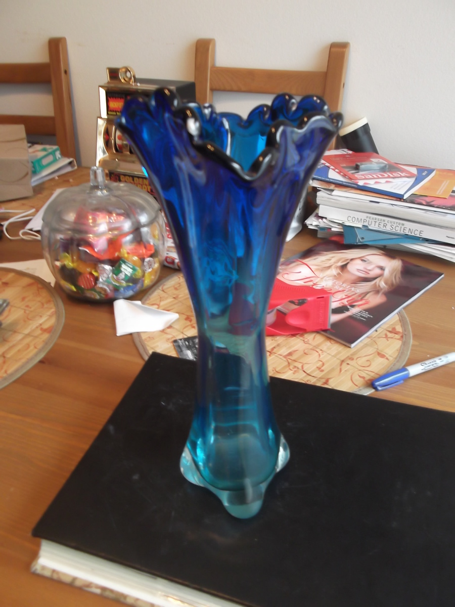 Unknown Blue Glass Vase Help I.D.