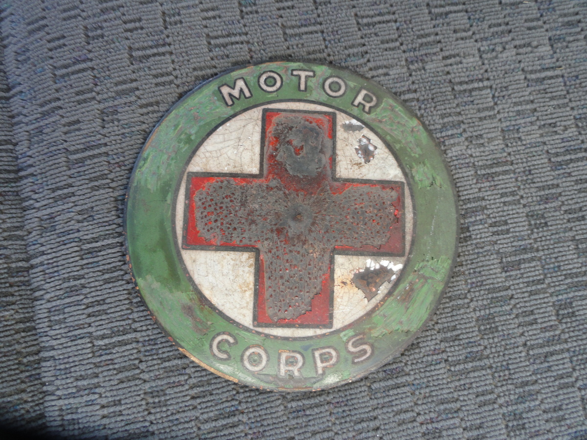 Motor Corps Red Cross WWI Porcelain/brass medallion???