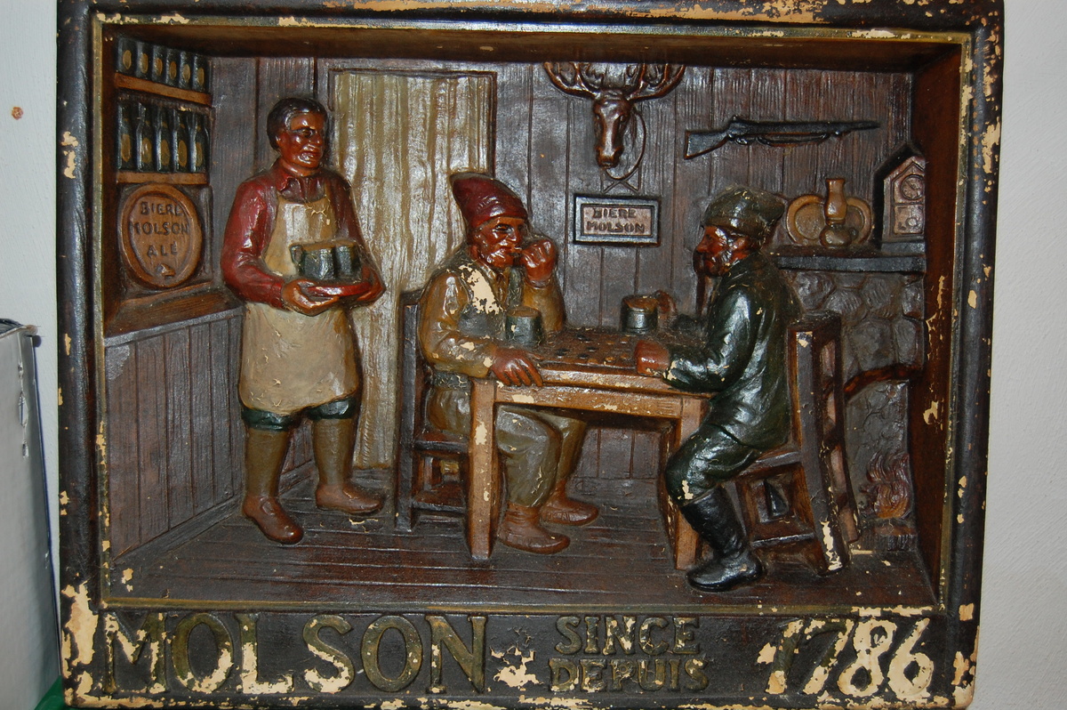 old molson beer sign - heavy ceramic